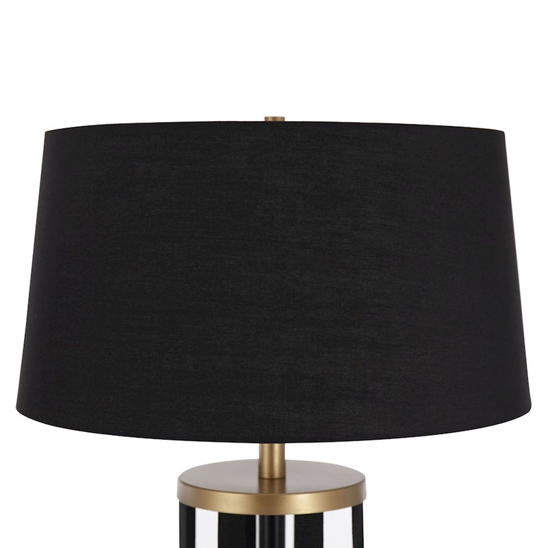 LumiSource Ribbon Floor Lamp, Gold/Black Ribbon/Black Linen