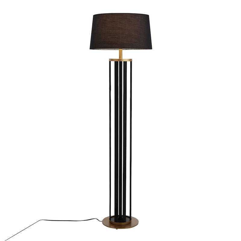 LumiSource Ribbon Floor Lamp, Gold/Black Ribbon/Black Linen