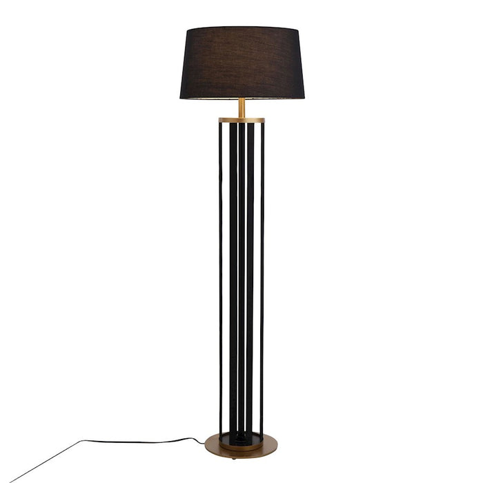 LumiSource Ribbon Floor Lamp, Gold/Black Ribbon/Black Linen