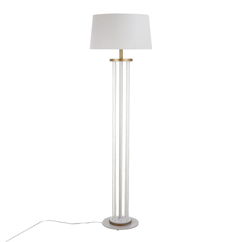 LumiSource Rope Floor Lamp, Natural Wood/White Metal