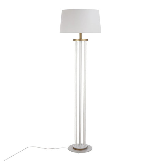 LumiSource Rope Floor Lamp, Natural Wood/White Metal
