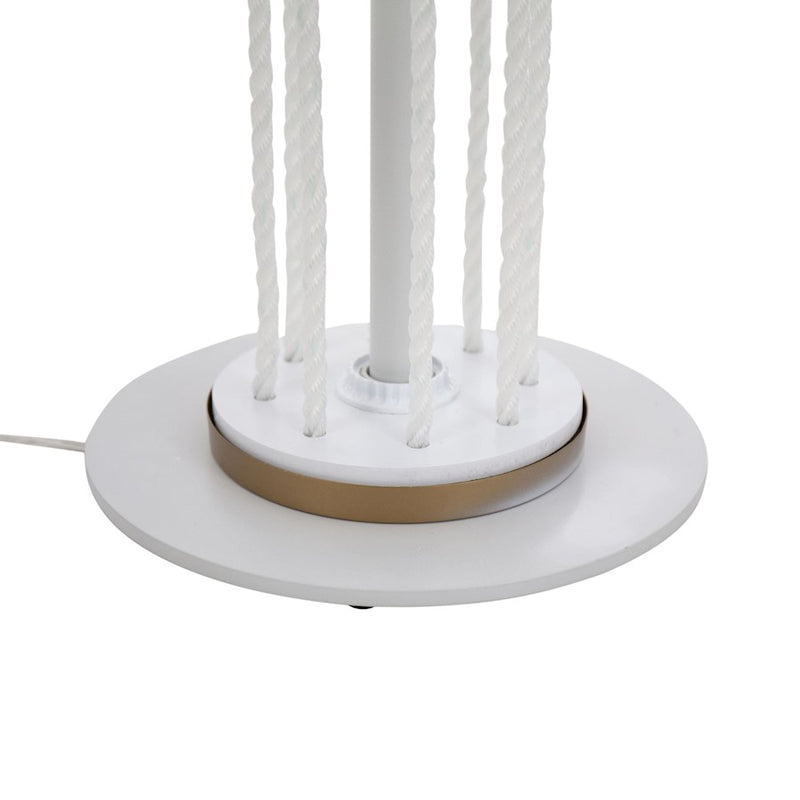 LumiSource Rope Floor Lamp, Natural Wood/White Metal