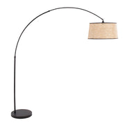LumiSource Salon Floor Lamp in Black Metal/Natural Rattan - LFL-SALONBKRTNA