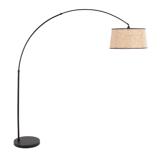 LumiSource Salon Floor Lamp in Black Metal/Natural Rattan - LFL-SALONBKRTNA