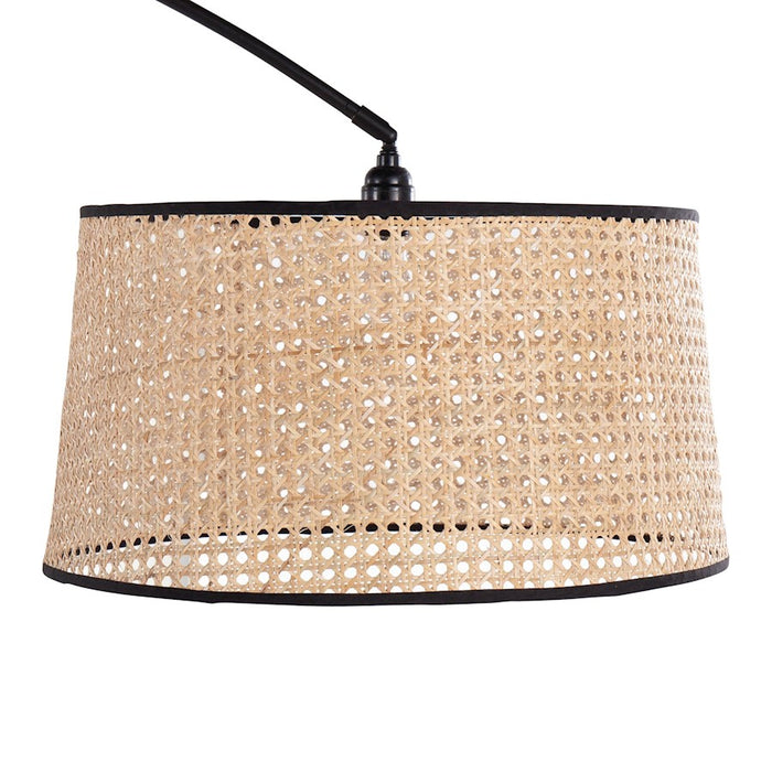 LumiSource Salon Floor Lamp in Black Metal/Natural Rattan