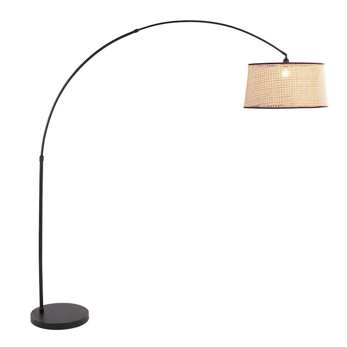LumiSource Salon Floor Lamp in Black Metal/Natural Rattan
