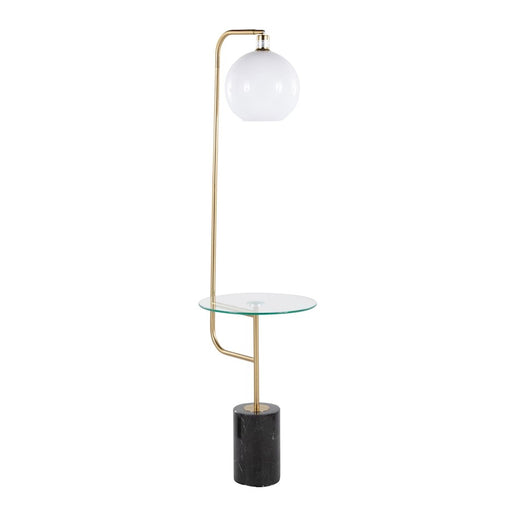 LumiSource Symbol Floor Lamp/Side Table, Clear/Gold/BK/White - LFL-SYMBOLBKMRBAU