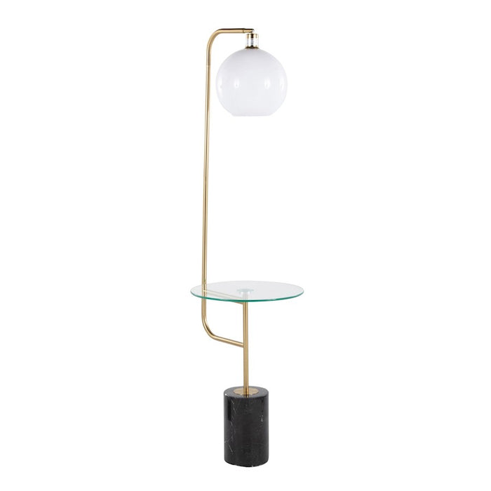 LumiSource Symbol Floor Lamp/Side Table, Clear/Gold/BK/White - LFL-SYMBOLBKMRBAU