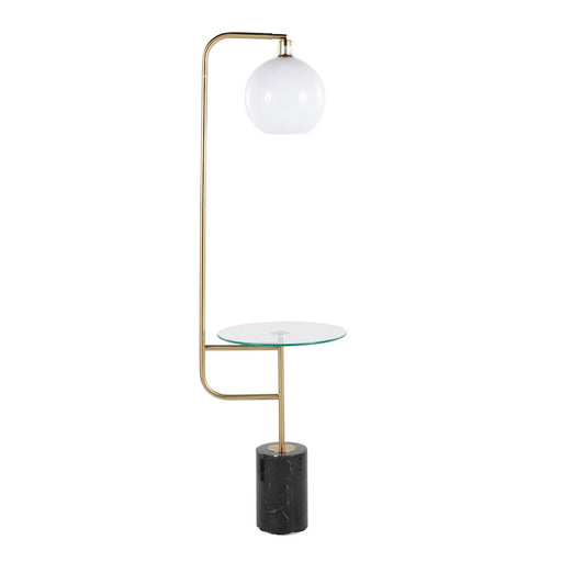 LumiSource Symbol Floor Lamp/Side Table, Clear/Gold/Black/White