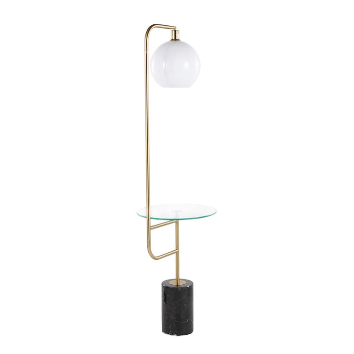 LumiSource Symbol Floor Lamp/Side Table, Clear/Gold/Black/White