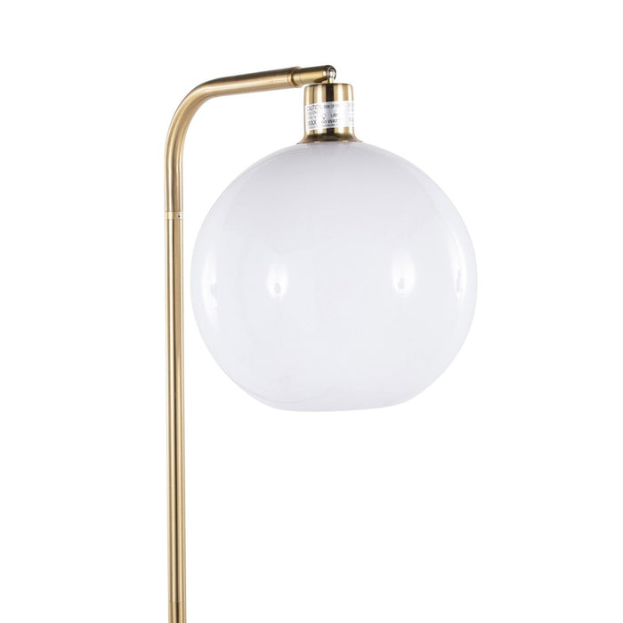 LumiSource Symbol Floor Lamp/Side Table, Clear/Gold/Black/White