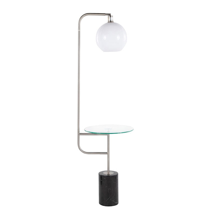 LumiSource Symbol Floor Lamp/Side Table, Clear/Nickel/Black/WH