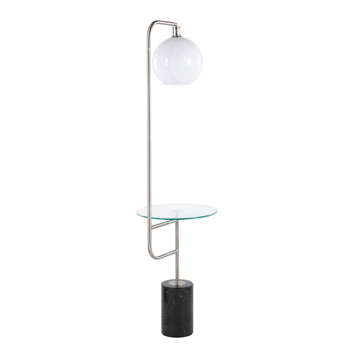LumiSource Symbol Floor Lamp/Side Table, Clear/Nickel/Black/WH