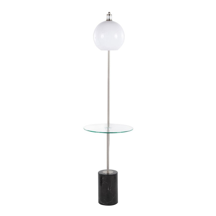 LumiSource Symbol Floor Lamp/Side Table, Clear/Nickel/Black/WH