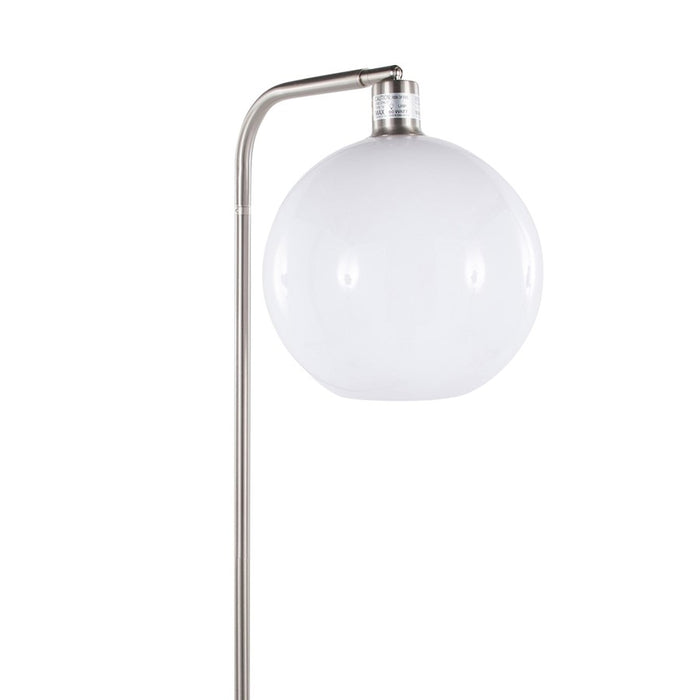 LumiSource Symbol Floor Lamp/Side Table, Clear/Nickel/Black/WH