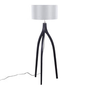 LumiSource Wishbone Floor Lamp, Black Wood/Grey Fabric - LFL-WSHBNFL2BKGY