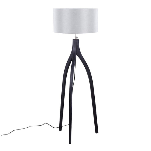 LumiSource Wishbone Floor Lamp, Black Wood/Grey Fabric - LFL-WSHBNFL2BKGY