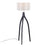 LumiSource Wishbone Floor Lamp, Black Wood/Grey Fabric