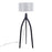 LumiSource Wishbone Floor Lamp, Black Wood/Grey Fabric