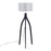 LumiSource Wishbone Floor Lamp, Black Wood/Grey Fabric