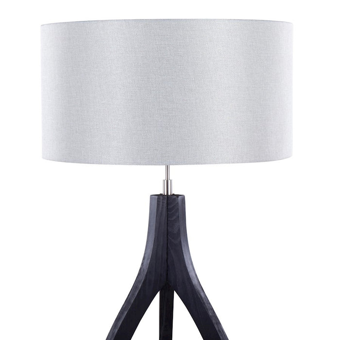 LumiSource Wishbone Floor Lamp, Black Wood/Grey Fabric