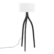 LumiSource Wishbone Floor Lamp, Black Wood/White Fabric - LFL-WSHBNFL2BKW