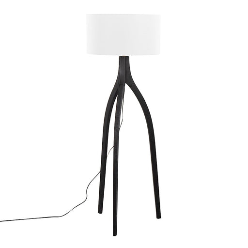 LumiSource Wishbone Floor Lamp, Black Wood/White Fabric - LFL-WSHBNFL2BKW