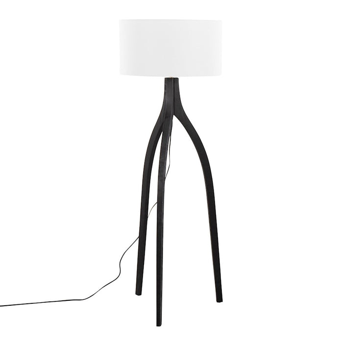 LumiSource Wishbone Floor Lamp, Black Wood/White Fabric - LFL-WSHBNFL2BKW