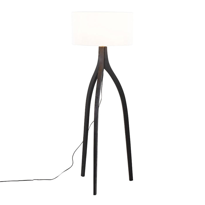 LumiSource Wishbone Floor Lamp, Black Wood/White Fabric