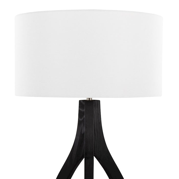 LumiSource Wishbone Floor Lamp, Black Wood/White Fabric