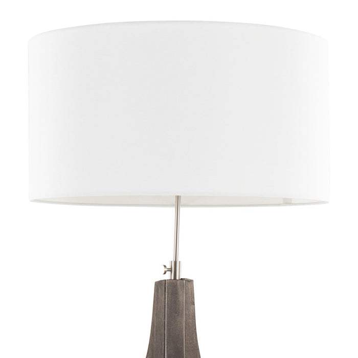 LumiSource Wishbone Floor Lamp, Grey Washed Wood/White Fabric