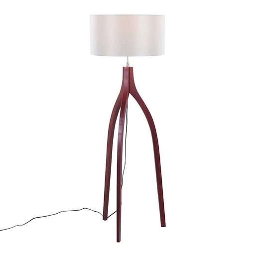 LumiSource Wishbone Floor Lamp, Walnut Wood/Grey Fabric - LFL-WSHBNFL2WLGY
