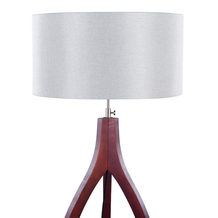 LumiSource Wishbone Floor Lamp, Walnut Wood/Grey Fabric