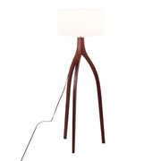 LumiSource Wishbone Floor Lamp, Walnut Wood/White Fabric - LFL-WSHBNFL2WLW