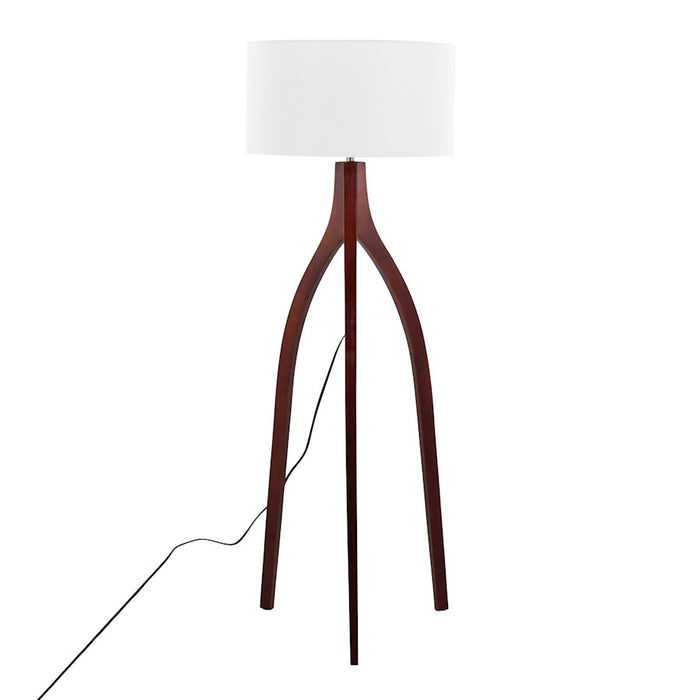 LumiSource Wishbone Floor Lamp, Walnut Wood/White Fabric