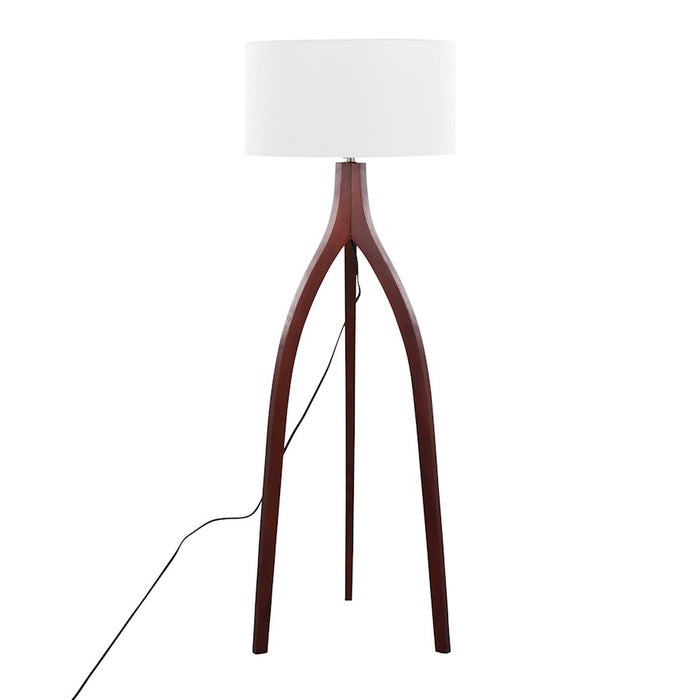 LumiSource Wishbone Floor Lamp, Walnut Wood/White Fabric
