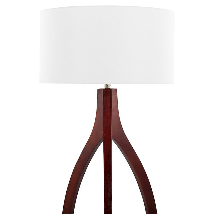 LumiSource Wishbone Floor Lamp, Walnut Wood/White Fabric