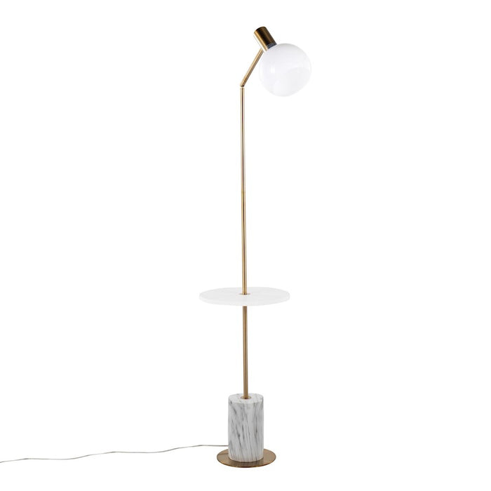 LumiSource Ana Floor Lamp, Gold/White Marble Base/White Wood - LFLV-ANAAUWMB