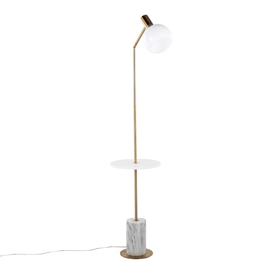 LumiSource Ana Floor Lamp, Gold/White Marble Base/White Wood - LFLV-ANAAUWMB