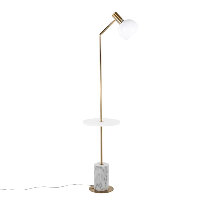 LumiSource Ana Floor Lamp, Gold/White Marble Base/White Wood