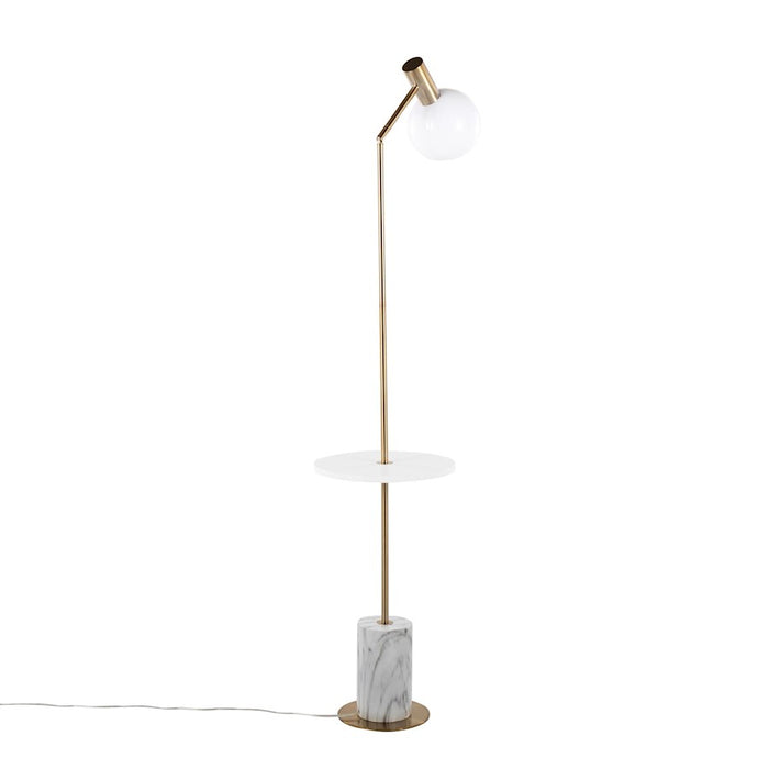 LumiSource Ana Floor Lamp, Gold/White Marble Base/White Wood