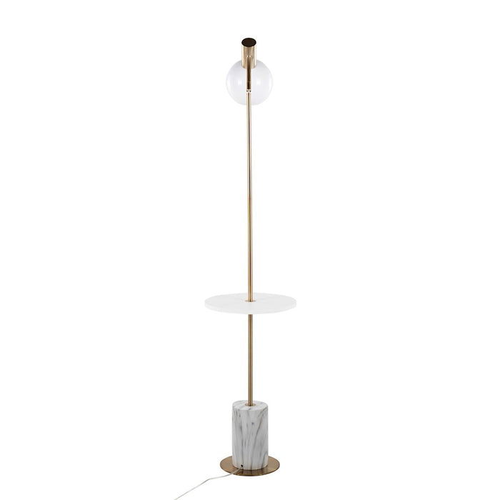 LumiSource Ana Floor Lamp, Gold/White Marble Base/White Wood