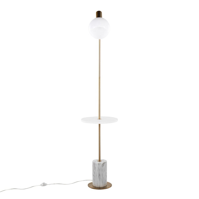 LumiSource Ana Floor Lamp, Gold/White Marble Base/White Wood