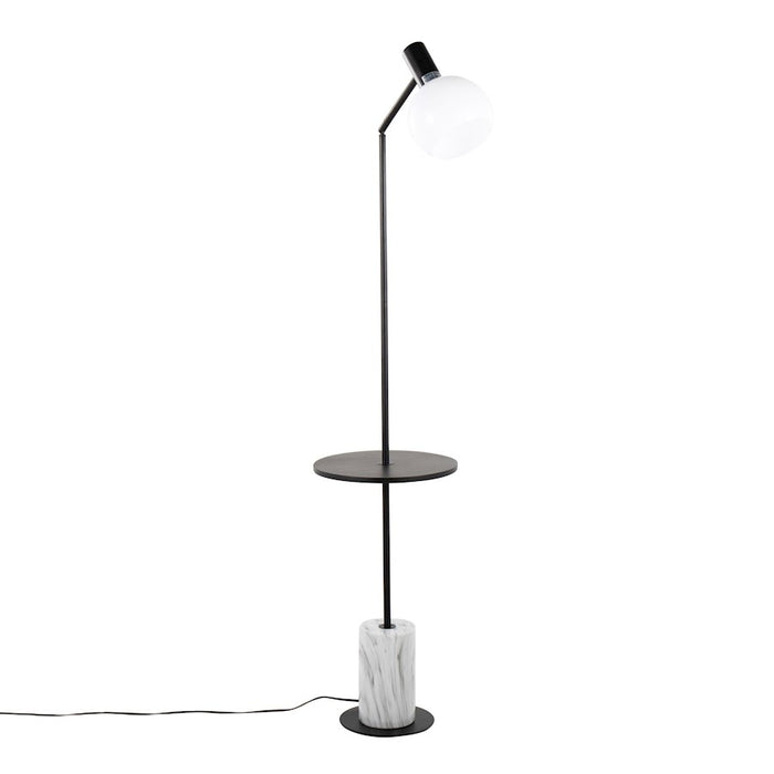 LumiSource Ana Floor Lamp, Black/White Marble Base/Black Wood - LFLV-ANABKWMB