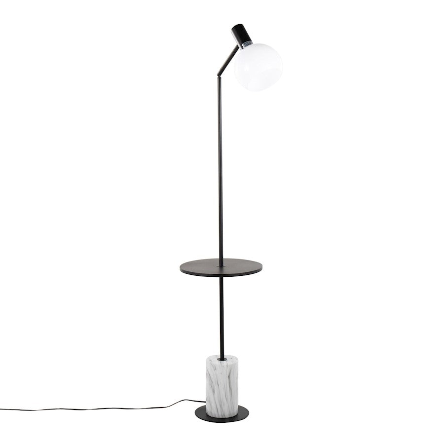 LumiSource Ana Floor Lamp, Black/White Marble Base/Black Wood - LFLV-ANABKWMB