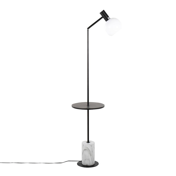 LumiSource Ana Floor Lamp, Black/White Marble Base/Black Wood