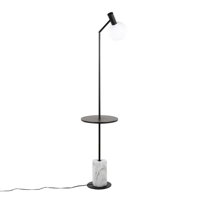 LumiSource Ana Floor Lamp, Black/White Marble Base/Black Wood