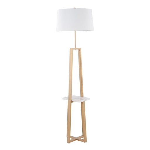 LumiSource Cosmo Shelf Floor Lamp, White/Gold - LFLV-COSMOAUWMBW