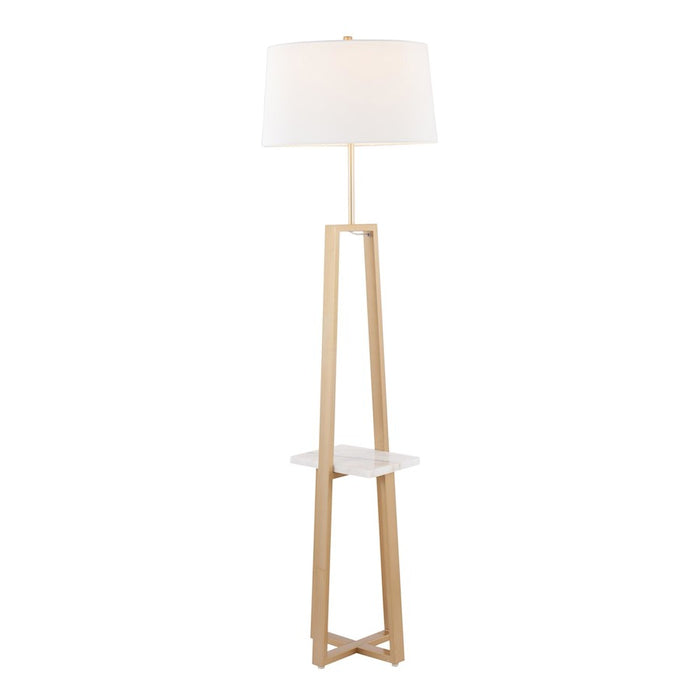 LumiSource Cosmo Shelf Floor Lamp, White/Gold