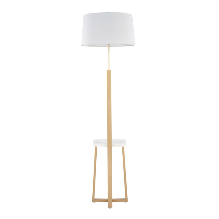 LumiSource Cosmo Shelf Floor Lamp, White/Gold
